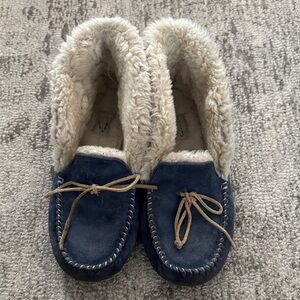Ugg Blue Suede Moccasin Slippers